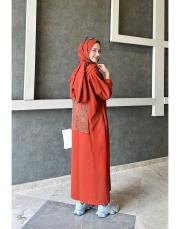 ithal diana iki ip koton elbise kiremit