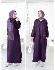 ithal diana iki ip koton elbise mor