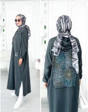 ithal diana iki ip koton elbise antrasit