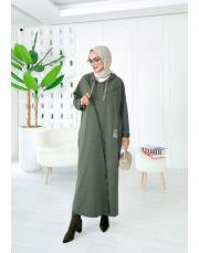 ithal diana iki ip koton elbise haki