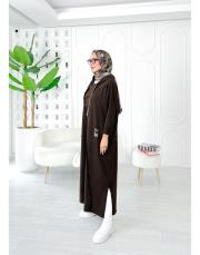 ithal diana iki ip koton elbise kahve 2