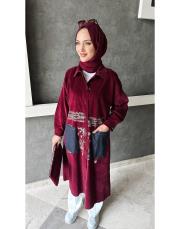 tokyo kadife gömlek kap bordo