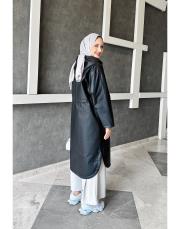 lina yağmurluk trenç siyah 2