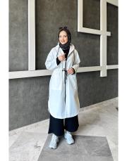lina yağmurluk trenç beyaz