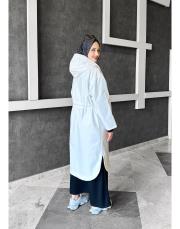 lina yağmurluk trenç beyaz 2