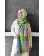 colorful atkı  şal yeşil mavi