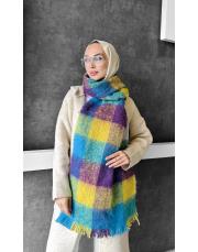 colorful atkı  şal mor sarı