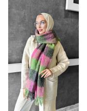 colorful atkı  şal pembe yeşil