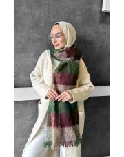 colorful atkı  şal haki bordo