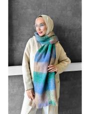 colorful atkı  şal mavi bej