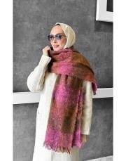 colorful atkı  şal kahve pembe