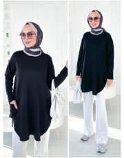 porte merserize triko tunik siyah