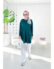 porte merserize triko tunik zümrüt