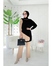 barin merserize çift renkli tunik latte