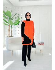 barin merserize çift renkli tunik turuncu 2