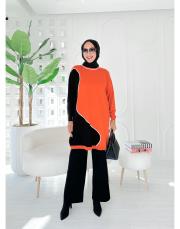 barin merserize çift renkli tunik turuncu 3