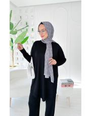 liya merserize oversize tunik siyah