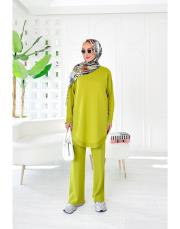 liya merserize oversize tunik yağyeşili