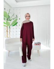 liya merserize oversize tunik bordo