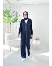 marla simli  triko takım lacivert