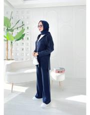 marla simli  triko takım lacivert 2