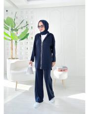 marla simli  triko takım lacivert 3