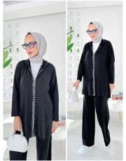 marla simli  triko takım siyah