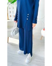 deren yırtaç detaylı triko takım lacivert 3