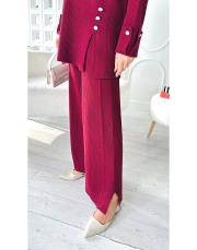 deren yırtaç detaylı triko takım bordo 3