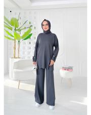 deren yırtaç detaylı triko takım antrasit 2