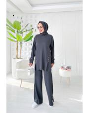 deren yırtaç detaylı triko takım antrasit 3