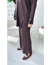 deren yırtaç detaylı triko takım kahve 3