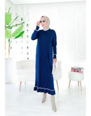 diamod merserize taşlı triko elbise lacivert