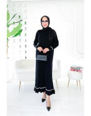 diamod merserize taşlı triko elbise siyah 2