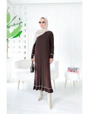 diamod merserize taşlı triko elbise kahve