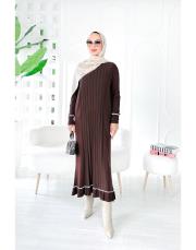 diamod merserize taşlı triko elbise kahve 3