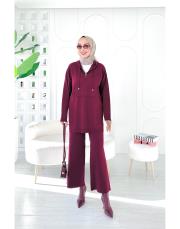 berina kapşonlu taşlı triko takım bordo 3