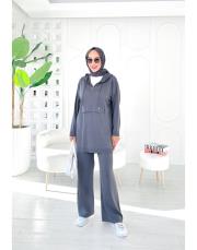 berina kapşonlu taşlı triko takım antrasit 3