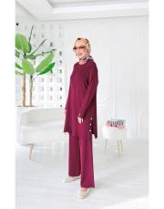 aiksa merserize triko takım bordo