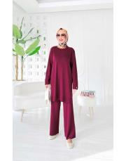 aiksa merserize triko takım bordo 3