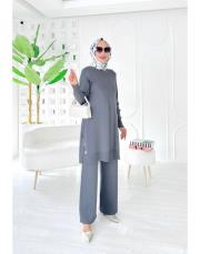 aiksa merserize triko takım gri