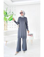 aiksa merserize triko takım gri 3