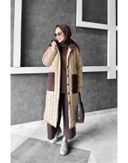 florist kapitone şişme mont latte 2