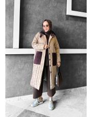 florist kapitone şişme mont latte 3