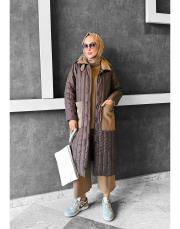 florist kapitone şişme mont kahve