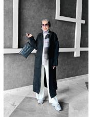 stars kapşonlu triko hırka siyah