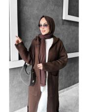 stars kapşonlu triko hırka kahve 2