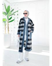 rainbow desenli oversize tasarım kap siyahgri