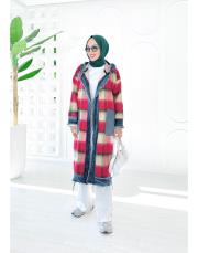 rainbow desenli oversize tasarım kap zümrütsarı 2