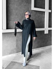 word yırtmçlı triko elbise siyah